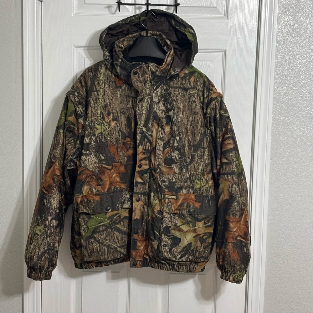 Men's Remington 3 in 1 camouflage hooded Mossy Oak Break Up Jacket. Size XL